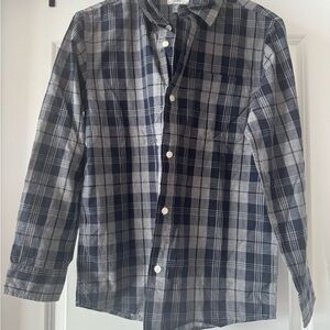 Old Navy Kids Navy and Gray Plaid Button-Down Shirt